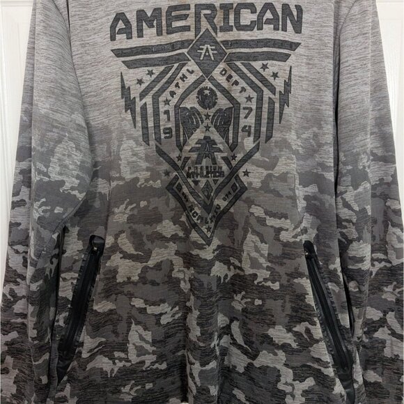 American Fighter Hoodie Mens Size 2XL Gray Long Sleeve Pullover Sweatshirt - Picture 2 of 16